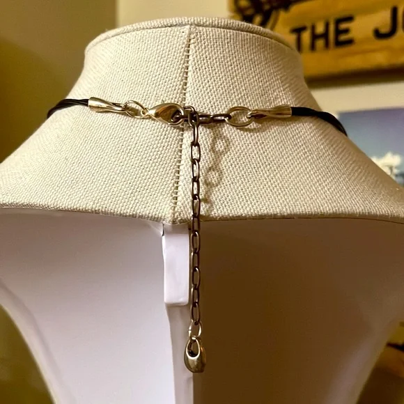 Long silver, bright beaded necklace with faux pearl silver pendant - Picture 4 of 4